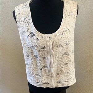 Lauren Conrad Cream Cropped Boxy Knit Sweater Top